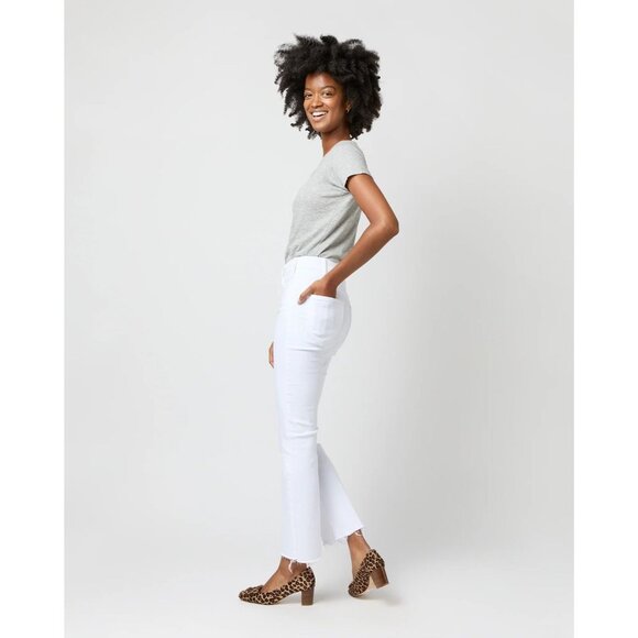 MOTHER The Hustler Ankle Fray Fairest of Them All White Flare Jeans, Size 26 - Picture 3 of 16